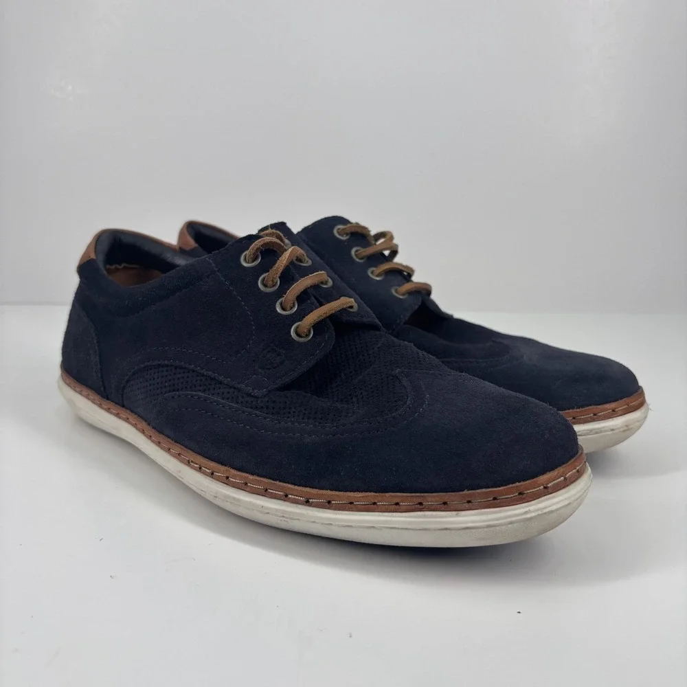 Massimo Dutti Men's Navy Blue Suede Derby‎ Shoes US 8 / EU 41 Lace-Up Classic